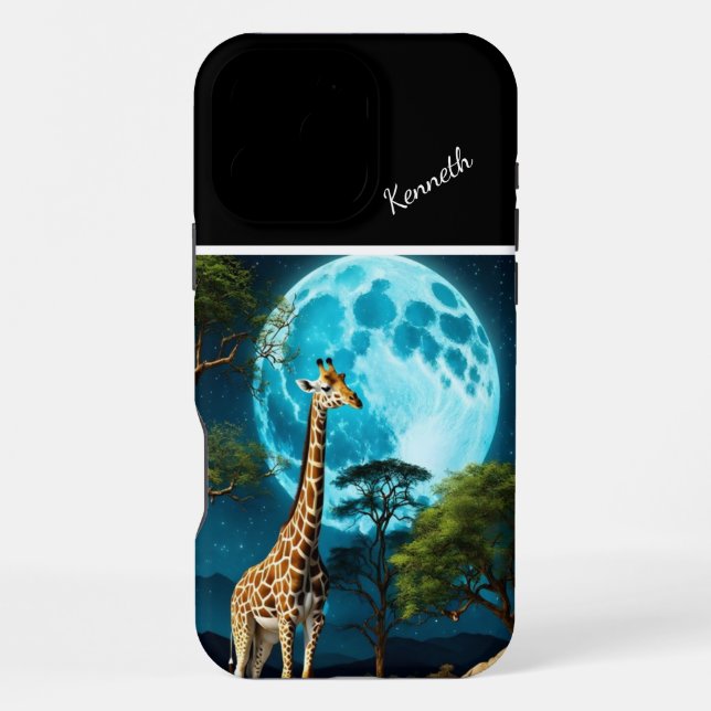 Giraffe Under Moonlight Iphone Case (Back)