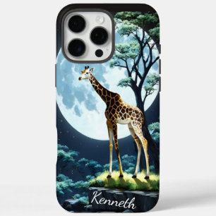 Giraffe Under The Full Moon iPhone 16 Pro Max Case