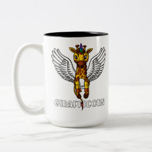 Giraffe Unicorn Funny African Animal Two-Tone Coffee Mug