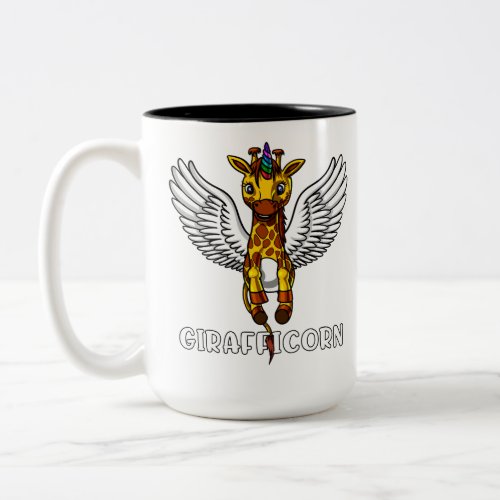 Giraffe Unicorn Funny African Animal Two_Tone Coffee Mug