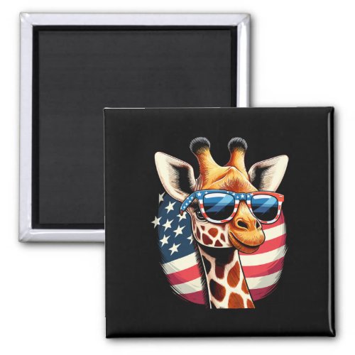 Giraffe Usa American Flag Sungles 4th Of July  Magnet