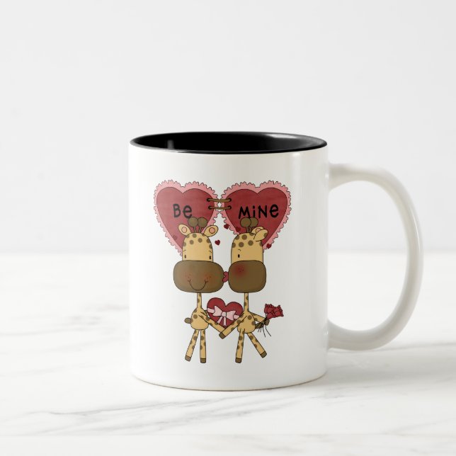 Giraffe Valentine Love  T-shirts and Gifts Two-Tone Coffee Mug (Right)