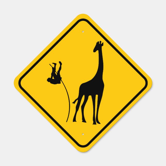 Giraffe Vaulting Warning Metal Sign (Front)