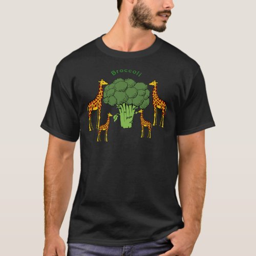 Giraffe Vegetarian Family Eating Broccoli Essentia T_Shirt