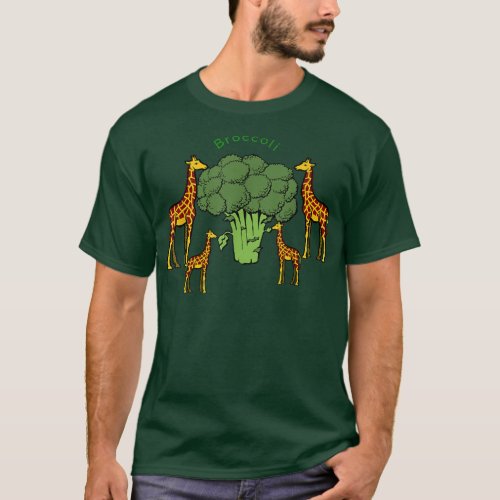 Giraffe Vegetarian Family Eating Broccoli  T_Shirt