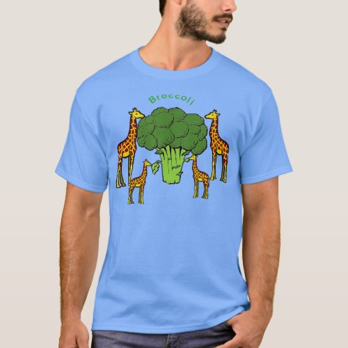 Giraffe Vegetarian Family Eating Broccoli  T_Shirt