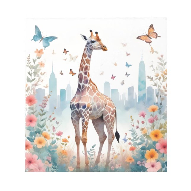 Giraffe Vintage Animal Nature Environment City Art Notepad (Front)