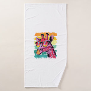 Giraffe Vintage Sunglasses Funny African Animal Lo Bath Towel