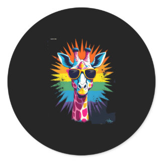 Giraffe Vintage Sunglasses Funny African Animal Lo Classic Round Sticker