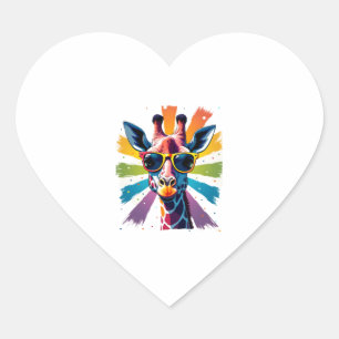 Giraffe Vintage Sunglasses Funny African Animal Lo Heart Sticker