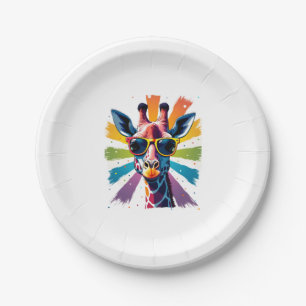 Giraffe Vintage Sunglasses Funny African Animal Lo Paper Plates