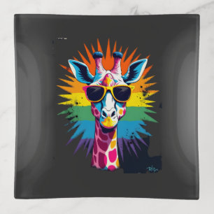 Giraffe Vintage Sunglasses Funny African Animal Lo Trinket Tray