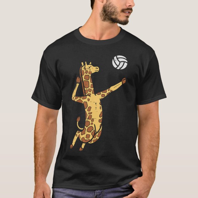 Giraffe Volleyball Spike Serve Player Classic T-Sh T-Shirt (Front)