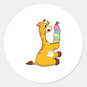 Giraffe Waffle ice cream Classic Round Sticker