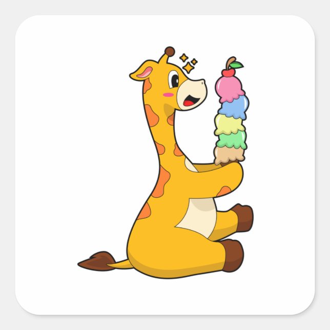 Giraffe Waffle ice cream Square Sticker (Front)