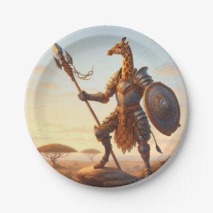 Giraffe warrior paper plates