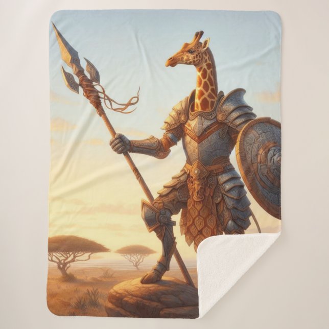 Giraffe warrior sherpa blanket (Front)