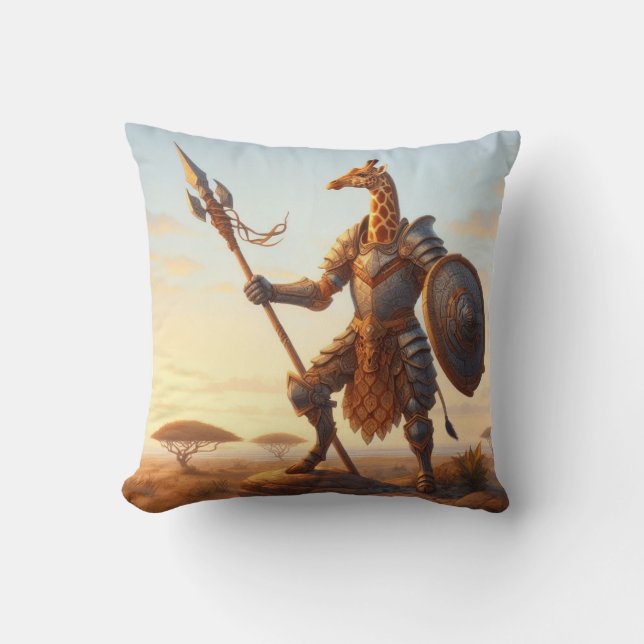 Giraffe warrior throw pillow (Front)