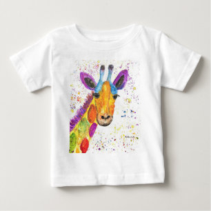 Giraffe watercolor animal Safari kids humor zoo Ba Baby T-Shirt