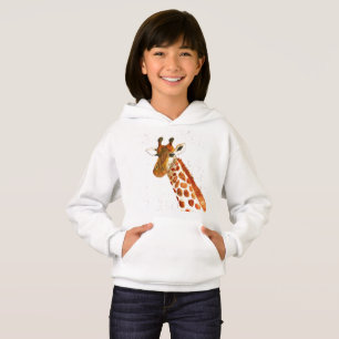 Giraffe watercolor animal Safari kids humor zoo Ho Hoodie