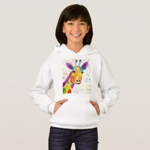 Giraffe watercolor animal Safari kids humor zoo Hoodie