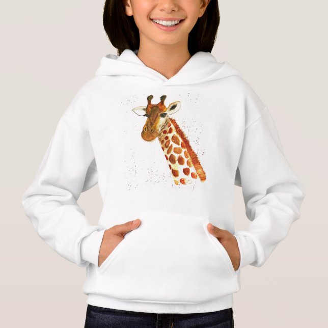Giraffe watercolor animals Safari African African  Hoodie (Front)