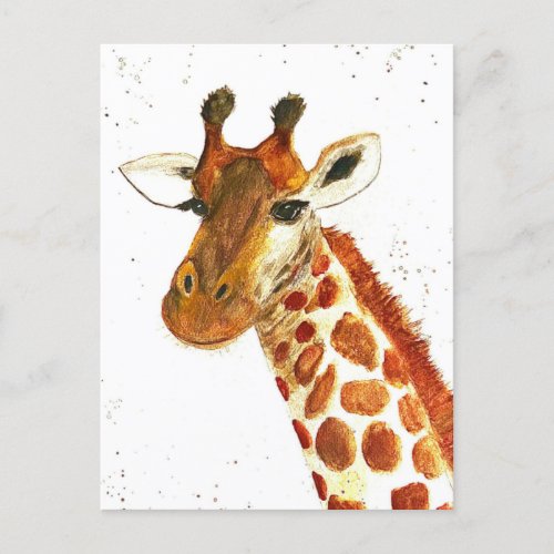 Giraffe watercolor animals Safari African Jungle Postcard