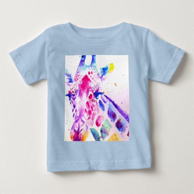 Giraffe Watercolor Babies Purple Gifts Lavender Baby T-Shirt (Front)