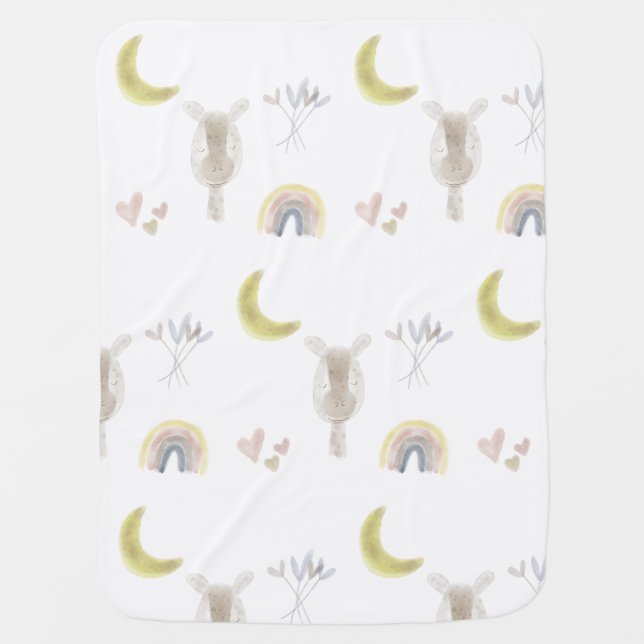 Giraffe Watercolor Baby Blanket (Front)