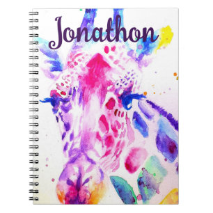 Giraffe Watercolor Boys Purple Gifts Lavender Notebook