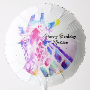 Giraffe Watercolor Girls Purple Gifts Lavender Balloon