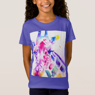 Giraffe Watercolor Girls Purple Gifts Lavender T-Shirt