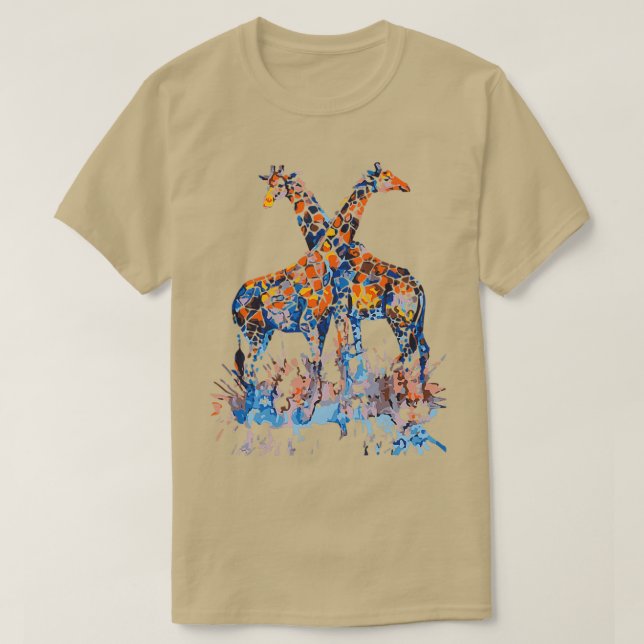 Giraffe Watercolor Love Giraffe T-Shirt (Design Front)