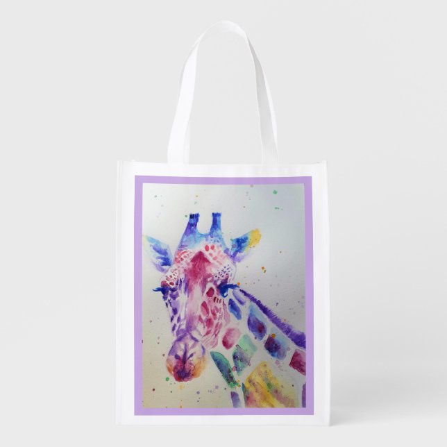 Giraffe Watercolor Painting Animal lovers Tote Bag (Front)
