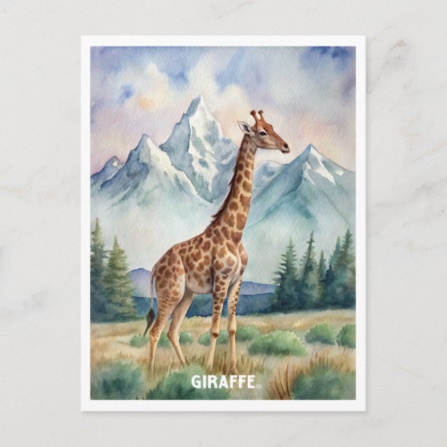Giraffe watercolor painting postcard (Front)