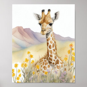 Giraffe Watercolor Painting  Poster