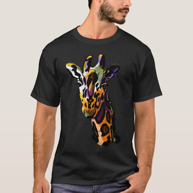 Giraffe Watercolor Painting T-Shirts (Front)