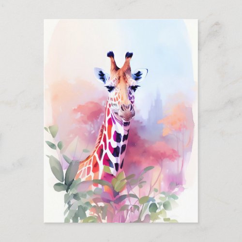 Giraffe Watercolor Portrait 2 Postcard