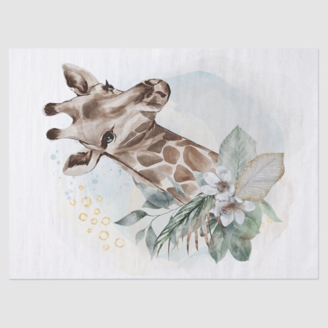 Giraffe Watercolor Portrait Tissue Paper (Front)