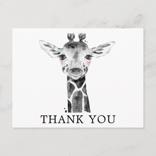 Giraffe Watercolor Safari Animals Thank You Postcard