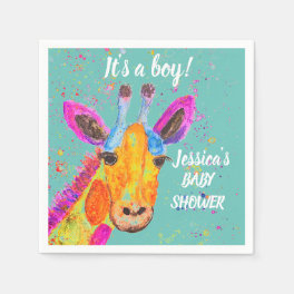 Giraffe Watercolor Safari Jungle Cute Baby Shower Napkins