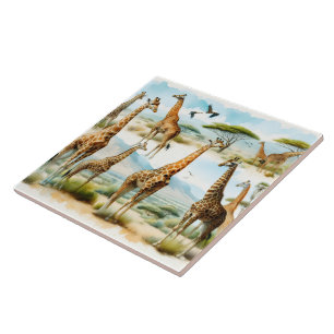 Giraffe Watercolor Tile Design