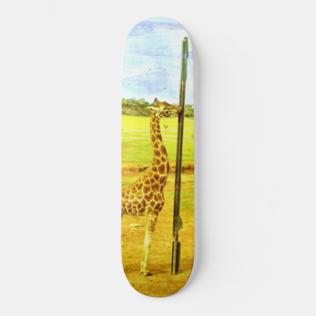Giraffe Watercolour, Skateboard (Front)