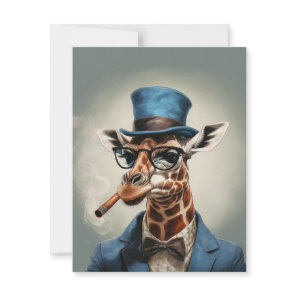 Giraffe wearing a top hat smoking a cigar Birthday