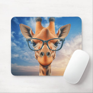Giraffe Wearing Eyeglasses Mouse Pad