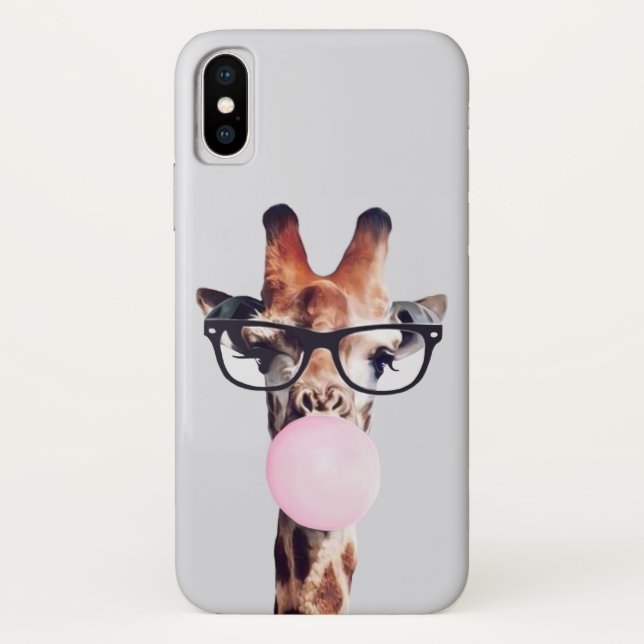GIRAFFE WEARING GLASSES BLOWING A PINK BUBBLEGUM Case-Mate iPhone CASE (Back)
