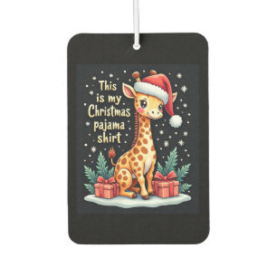 Giraffe Wearing Santa Hat Matching Christmas Pajam Air Freshener