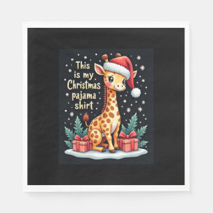 Giraffe Wearing Santa Hat Matching Christmas Pajam Napkins