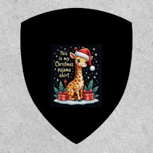 Giraffe Wearing Santa Hat Matching Christmas Pajam Patch