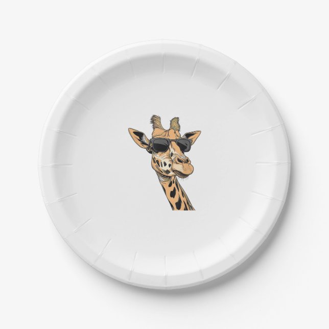 Giraffe Wearing Sunglasses  Paper Plates (Front)